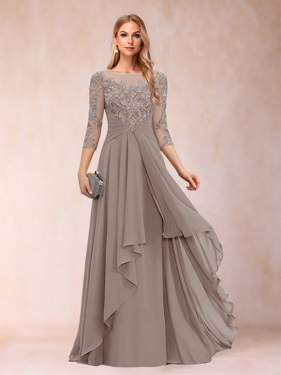 Estelle Vale Taupe front view mother of the bride dress