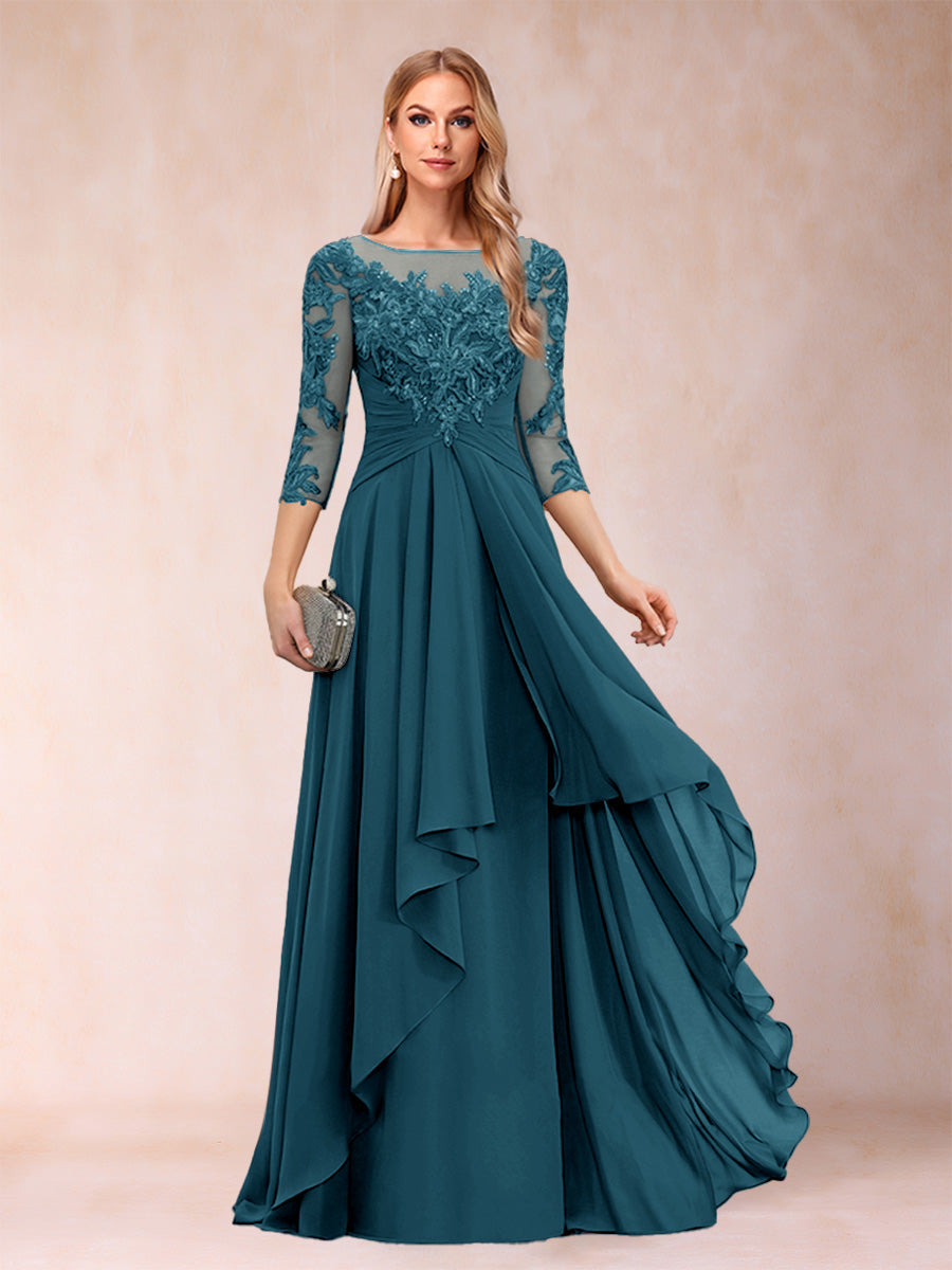Estelle Vale Teal front view mother of the bride dress