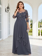 Althea Grace Dusty Blue front view mother of the bride dress