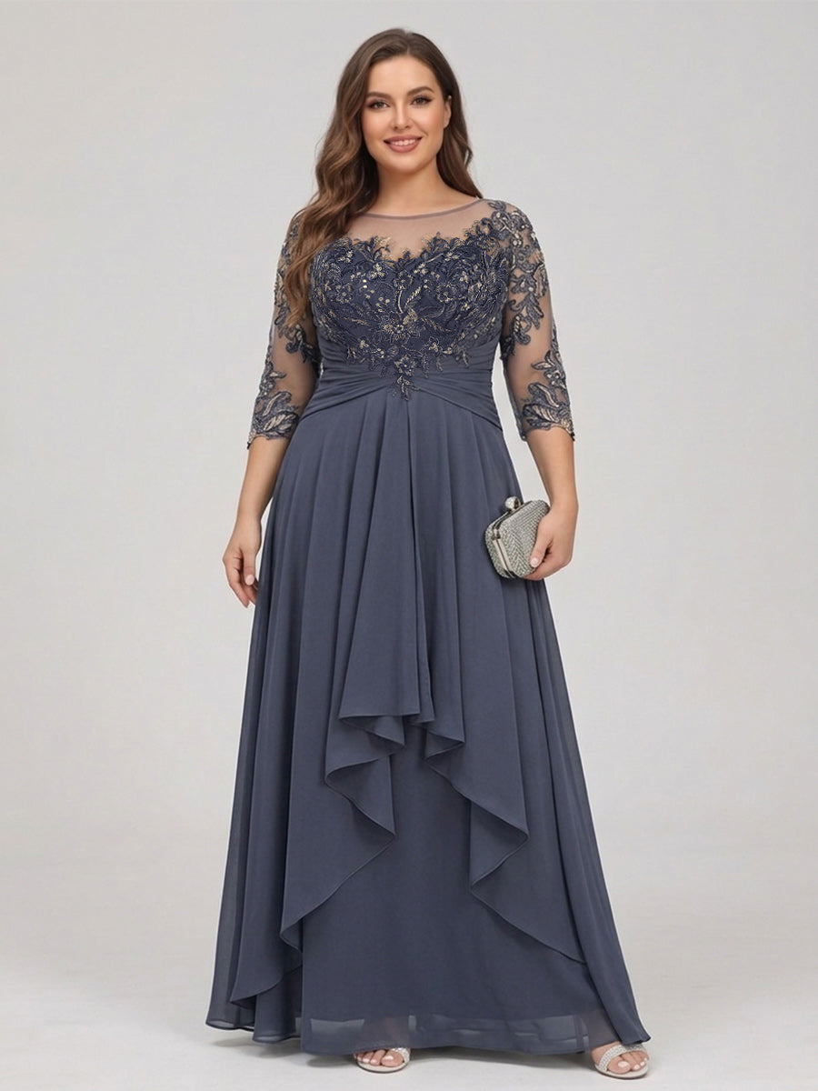 Althea Grace Dusty Blue side view mother of the bride dress