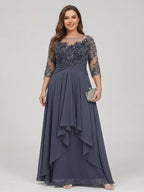 Althea Grace Dusty Blue side view mother of the bride dress