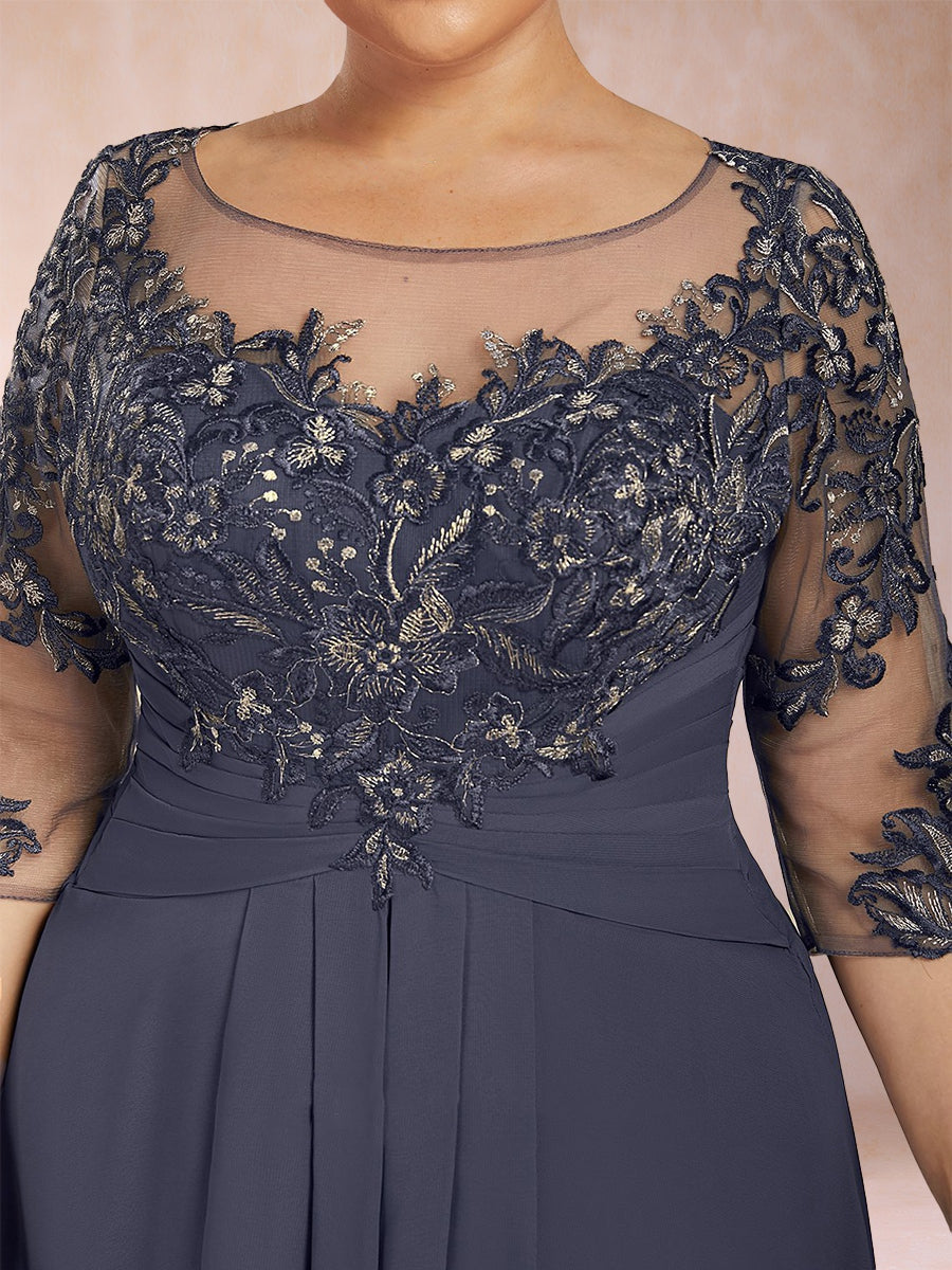 Althea Grace Dusty Blue fabric detail mother of the bride dress