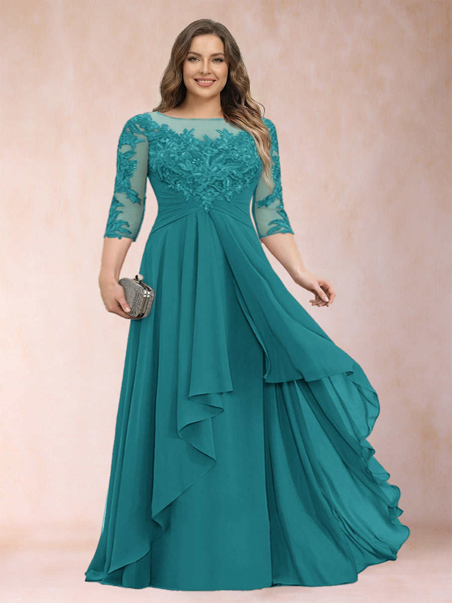 Althea Grace Turquoise front view mother of the bride dress