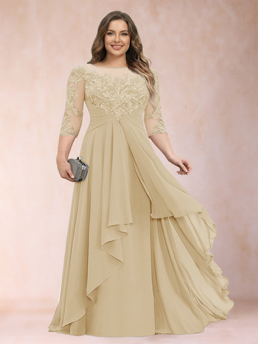 Althea Grace Champagne front view mother of the bride dress