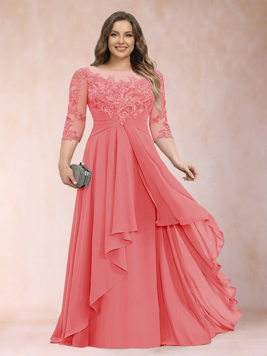 Althea Grace Coral front view mother of the bride dress