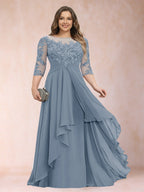 Althea Grace Dusty Blue hem detail mother of the bride dress