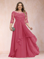 Althea Grace Fuchsia front view mother of the bride dress