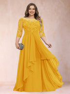 Althea Grace Gold front view mother of the bride dress