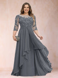 Althea Grace Grey front view mother of the bride dress