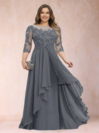 Althea Grace Grey front view mother of the bride dress
