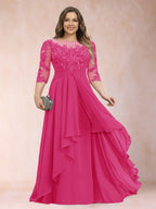 Althea Grace Hot Pink front view mother of the bride dress