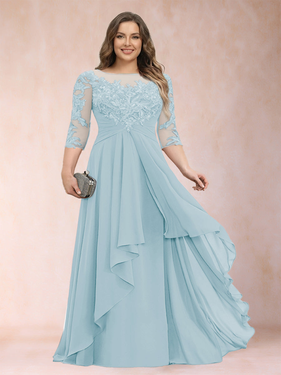 Althea Grace Sky Blue front view mother of the bride dress