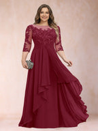 Althea Grace Burgundy back view mother of the bride dress