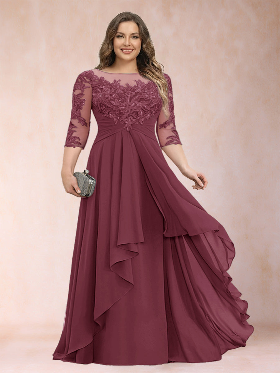 Althea Grace Plum front view mother of the bride dress