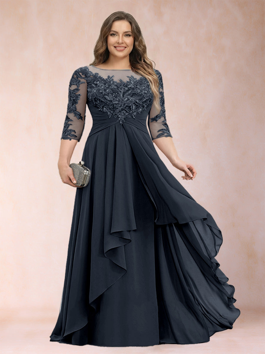 Althea Grace Navy Blue front view mother of the bride dress