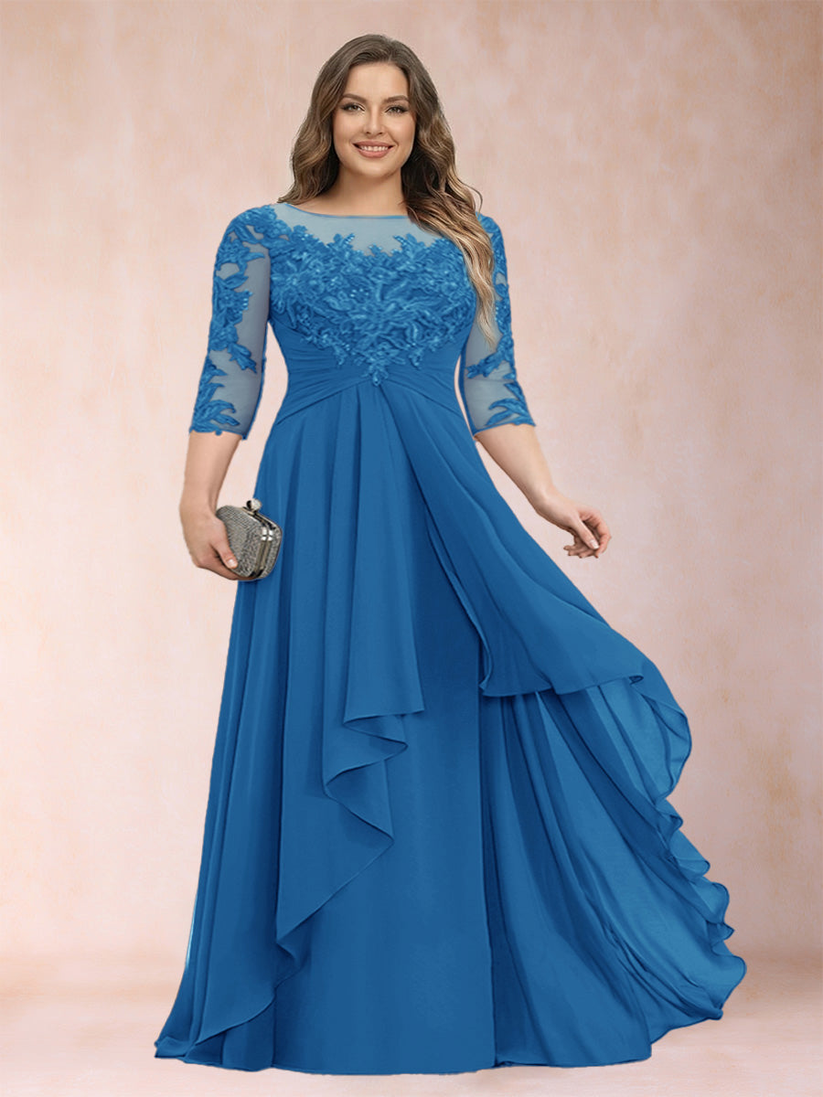 Althea Grace Ocean Blue front view mother of the bride dress