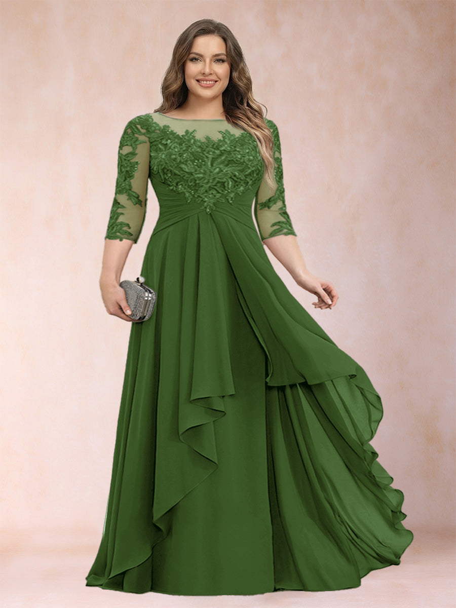 Althea Grace Olive Green front view mother of the bride dress
