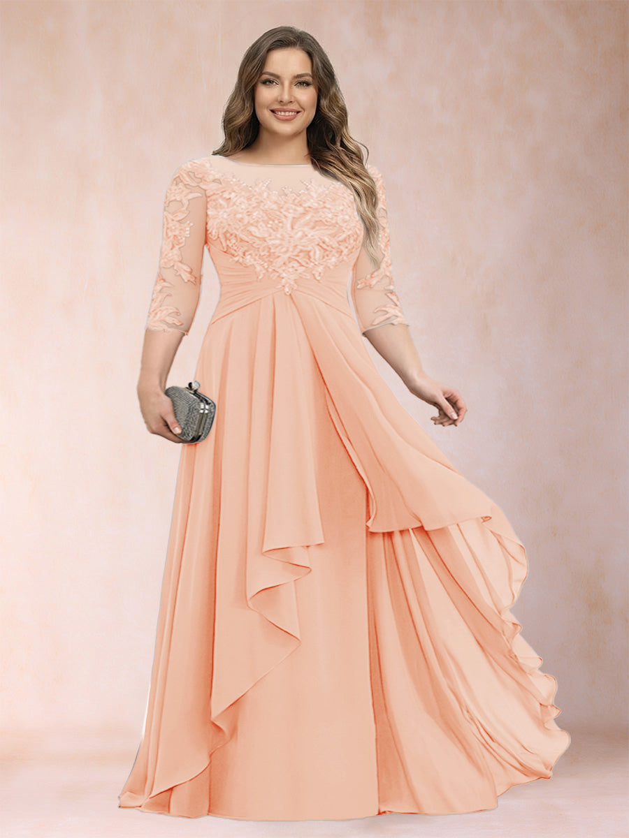 Althea Grace Peach front view mother of the bride dress