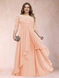 Althea Grace Peach front view mother of the bride dress