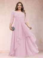 Althea Grace Rose Pink front view mother of the bride dress