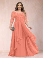 Althea Grace Coral back view mother of the bride dress