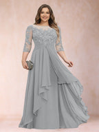 Althea Grace Silver front view mother of the bride dress