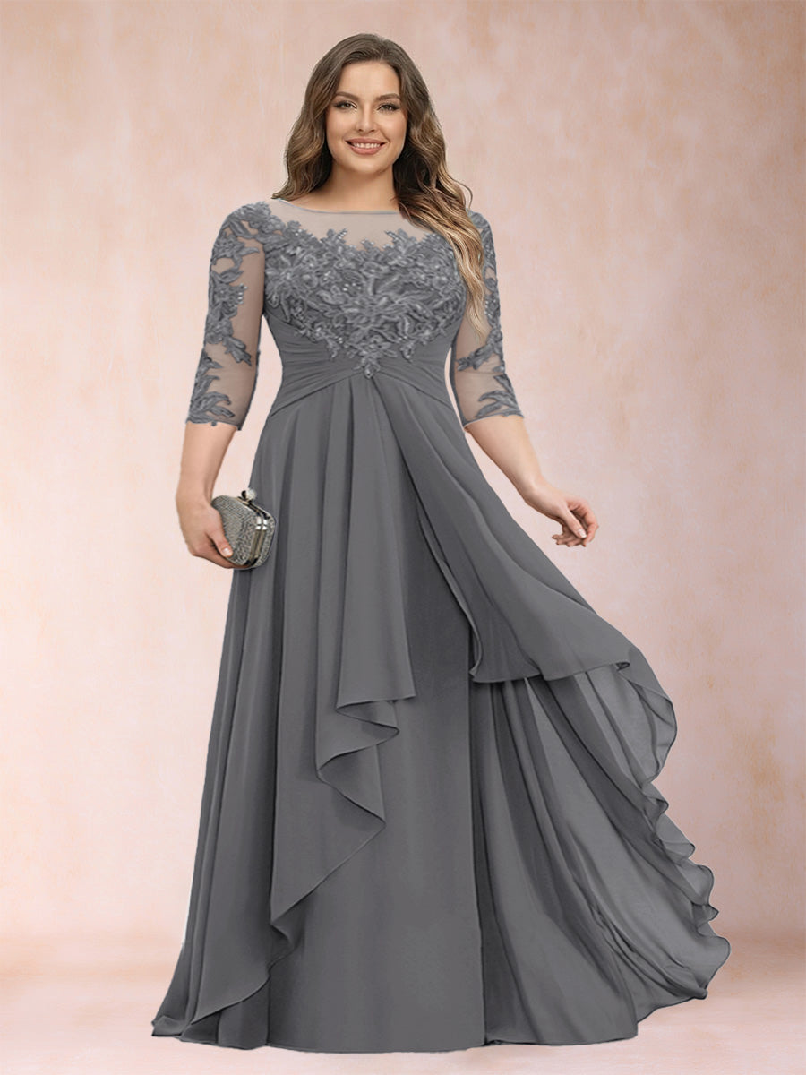 Althea Grace Steel Grey front view mother of the bride dress