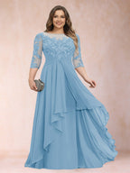 Althea Grace Sky Blue side view mother of the bride dress