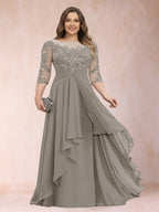 Althea Grace Taupe front view mother of the bride dress