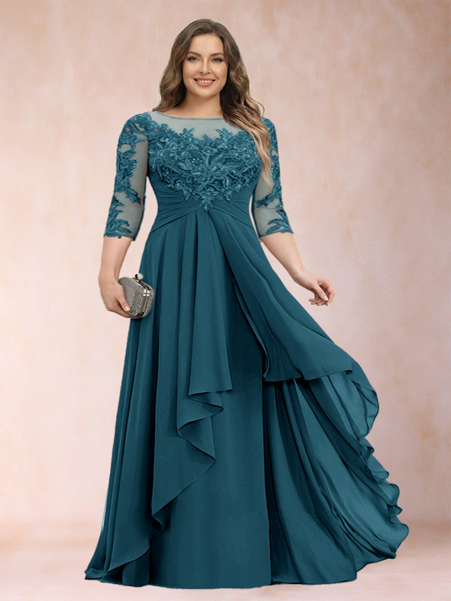 Althea Grace Teal front view mother of the bride dress