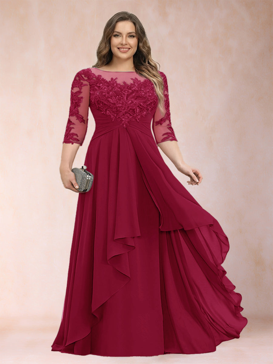 Althea Grace Burgundy side view mother of the bride dress