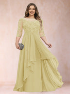 Althea Grace Yellow front view mother of the bride dress