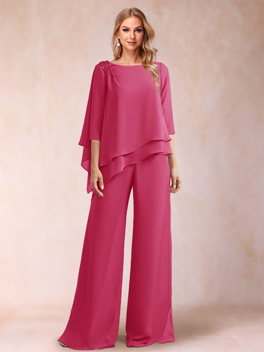Florence Rose Fuchsia front view mother of the bride dress
