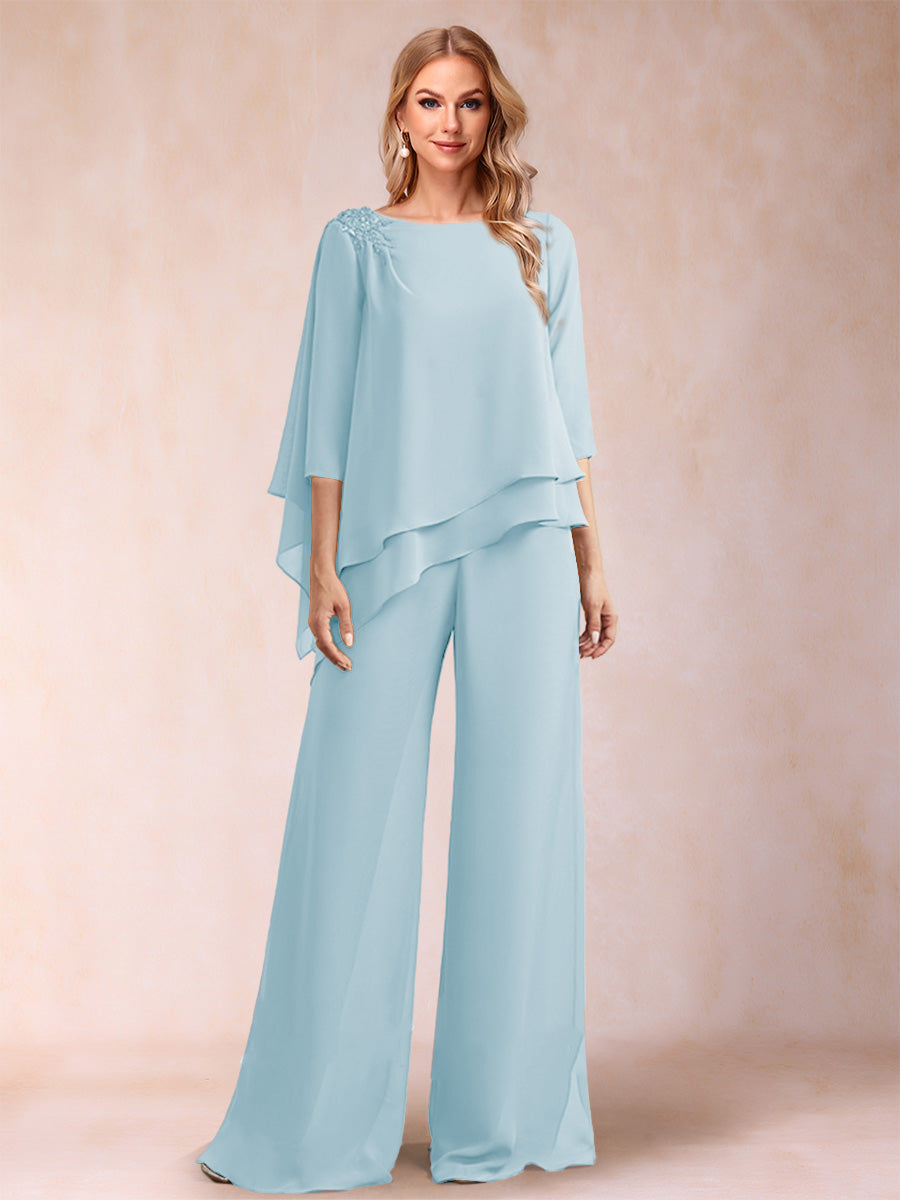 Florence Rose Sky Blue front view mother of the bride dress