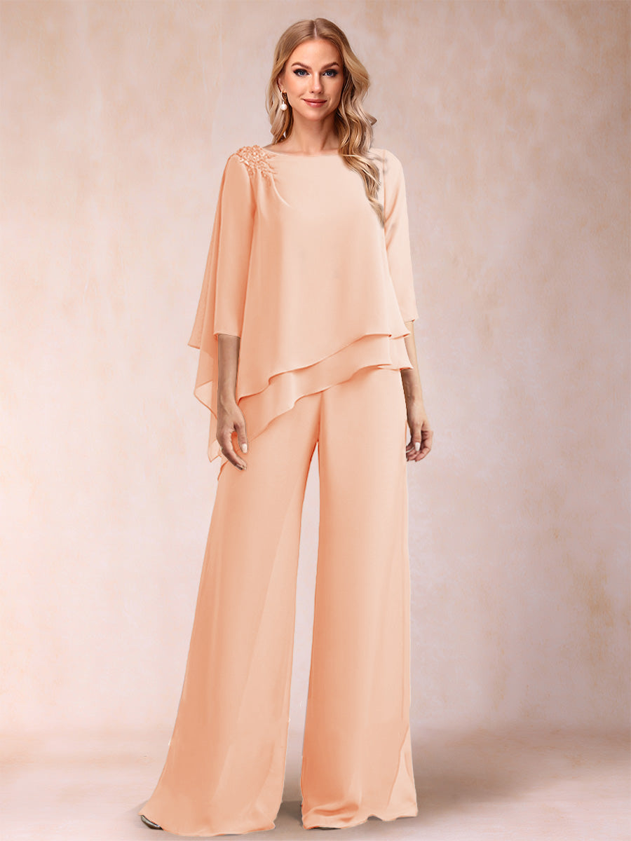 Florence Rose Peach front view mother of the bride dress