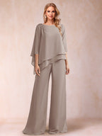 Florence Rose Taupe front view mother of the bride dress