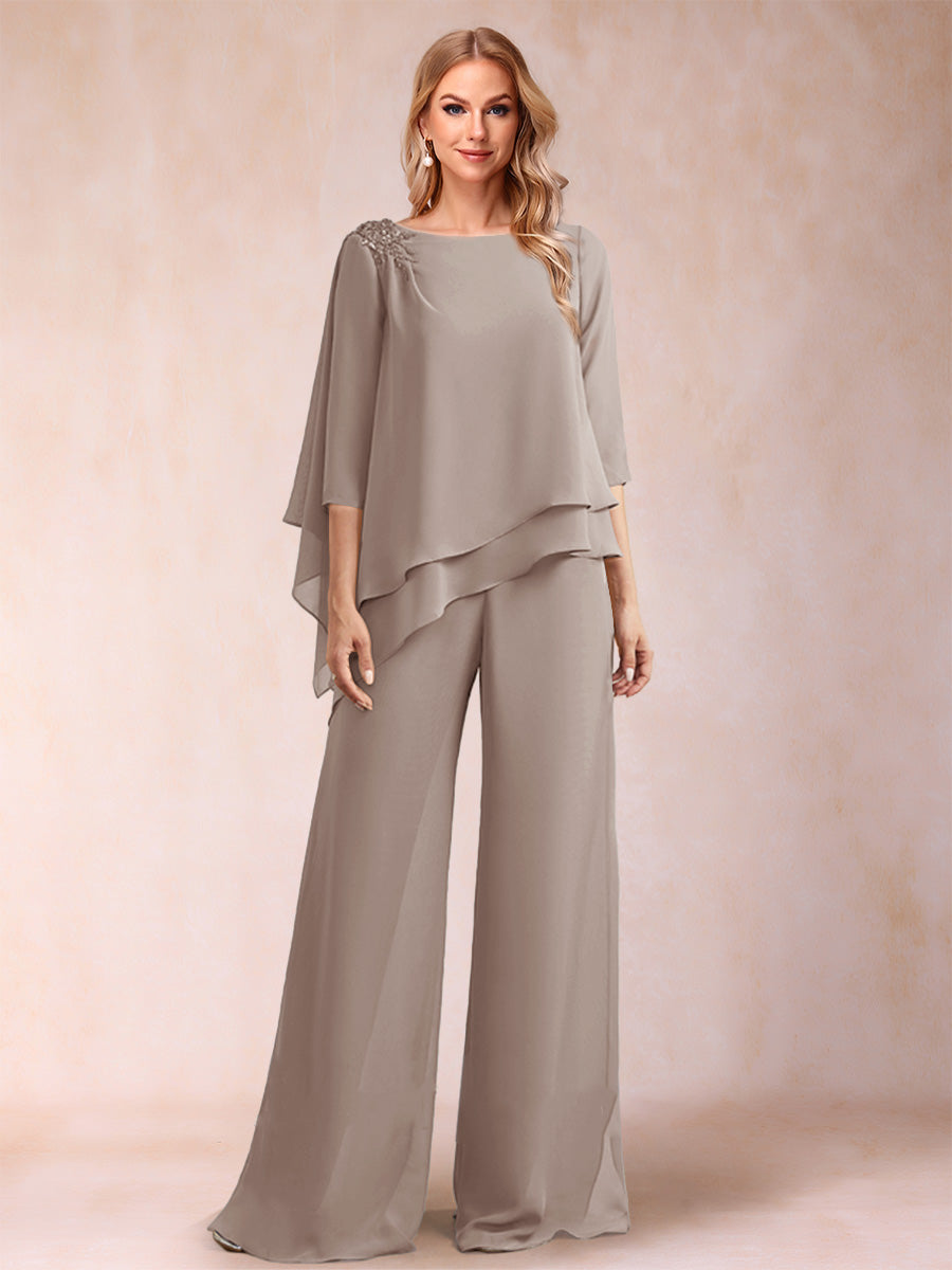 Florence Rose Taupe front view mother of the bride dress
