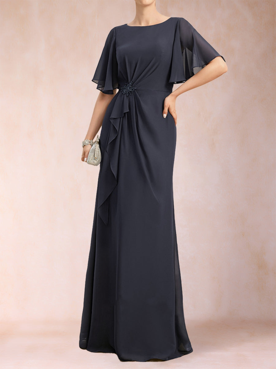 Gwendolyn Sage Navy Blue side view mother of the bride dress