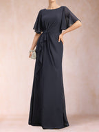 Gwendolyn Sage Navy Blue side view mother of the bride dress