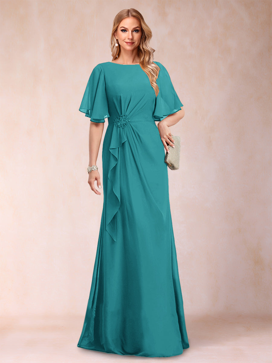 Gwendolyn Sage Turquoise front view mother of the bride dress