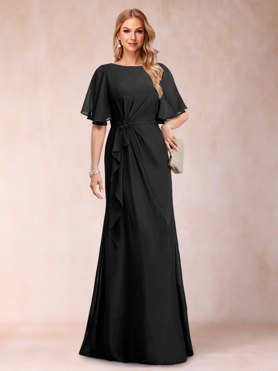 Gwendolyn Sage Black front view mother of the bride dress