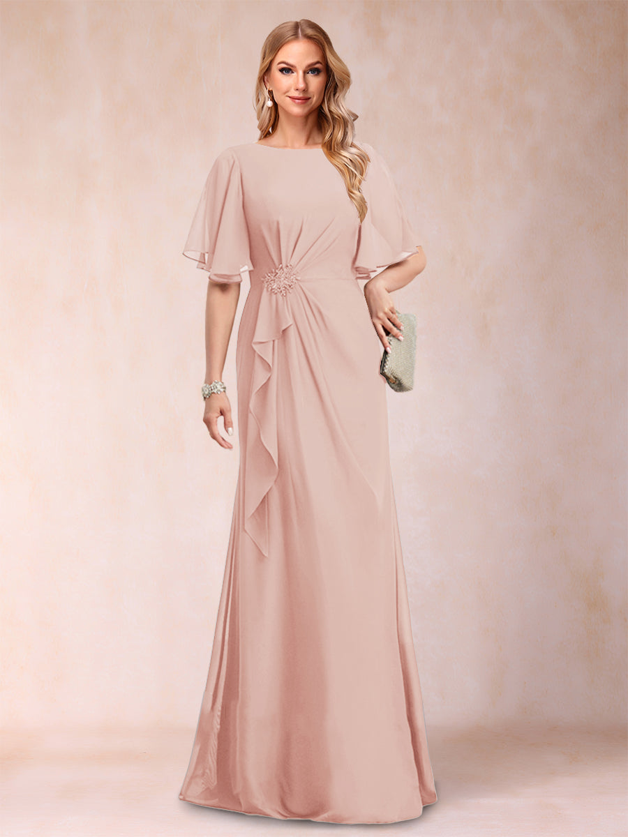 Gwendolyn Sage Blush front view mother of the bride dress