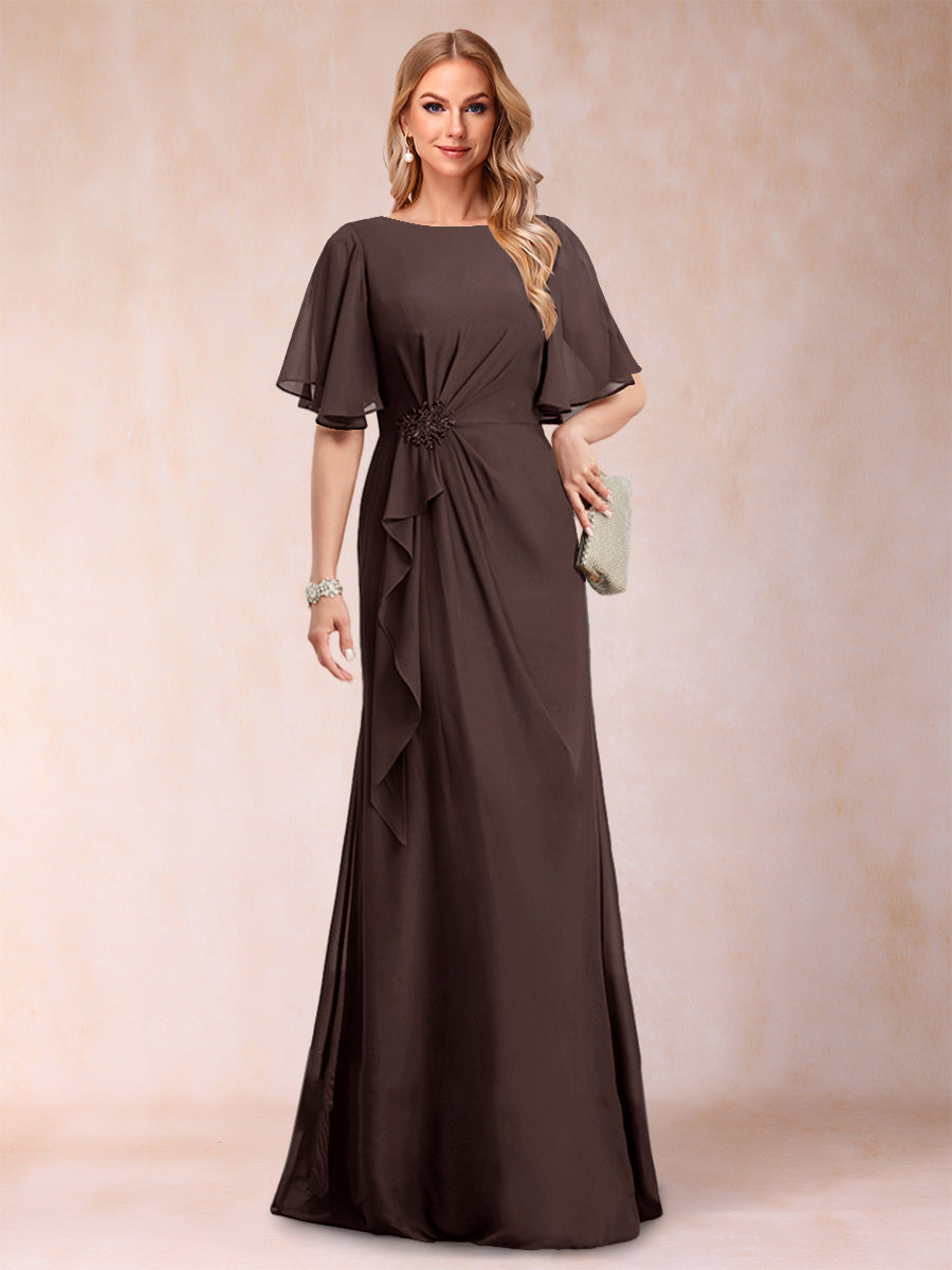 Gwendolyn Sage Brown front view mother of the bride dress