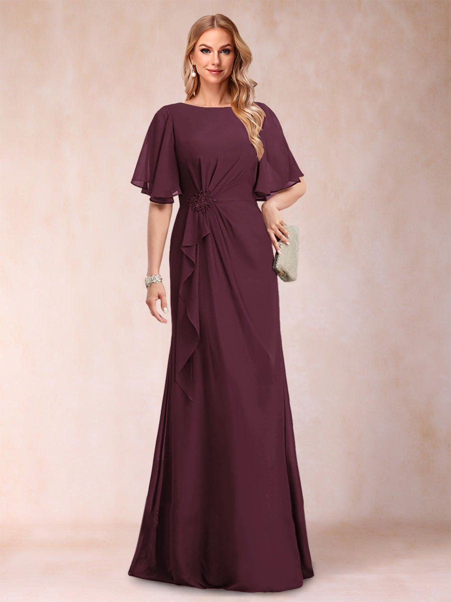 Gwendolyn Sage Burgundy back view mother of the bride dress