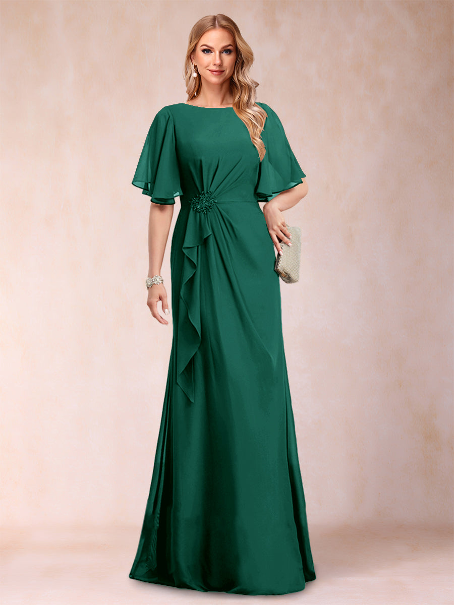 Gwendolyn Sage Hunter Green front view mother of the bride dress