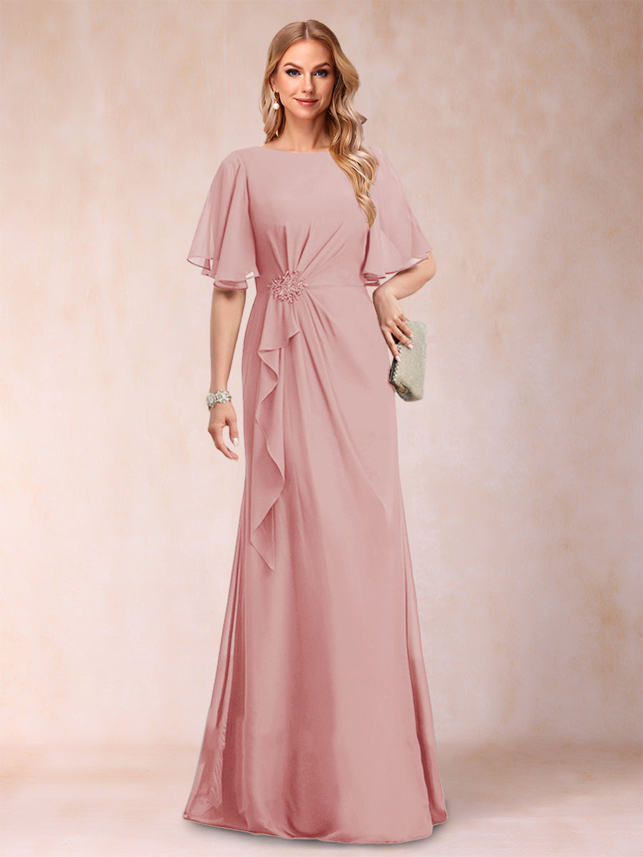 Gwendolyn Sage Dusty Rose back view mother of the bride dress