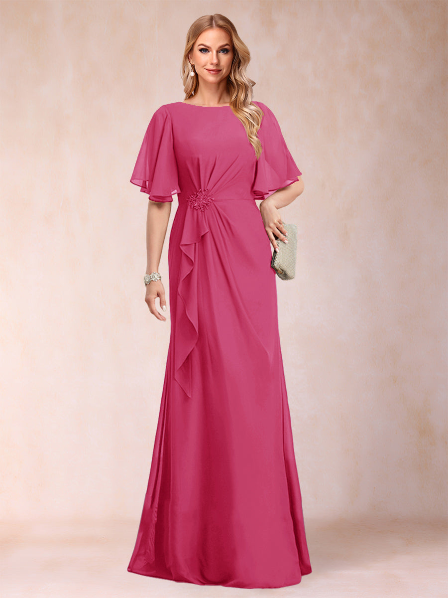 Gwendolyn Sage Fuchsia back view mother of the bride dress