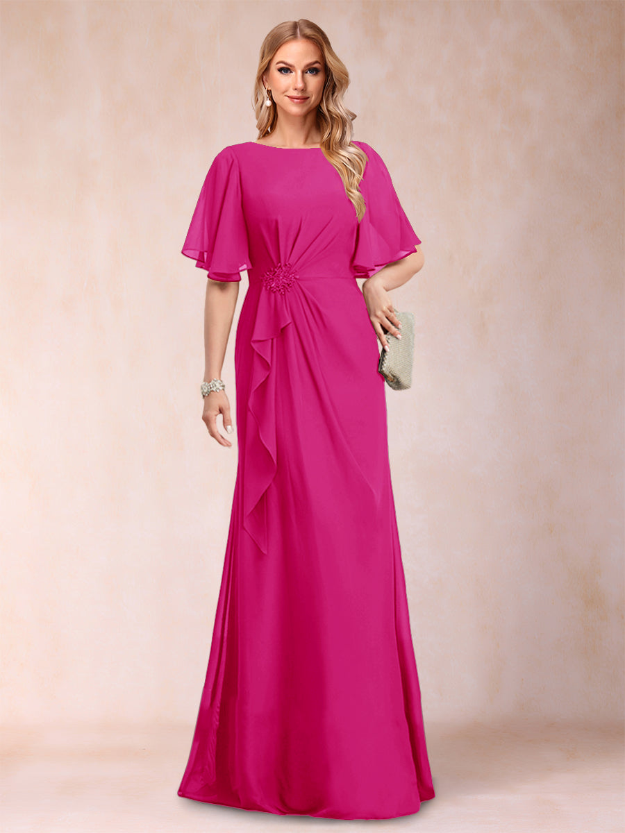 Gwendolyn Sage Fuchsia front view mother of the bride dress