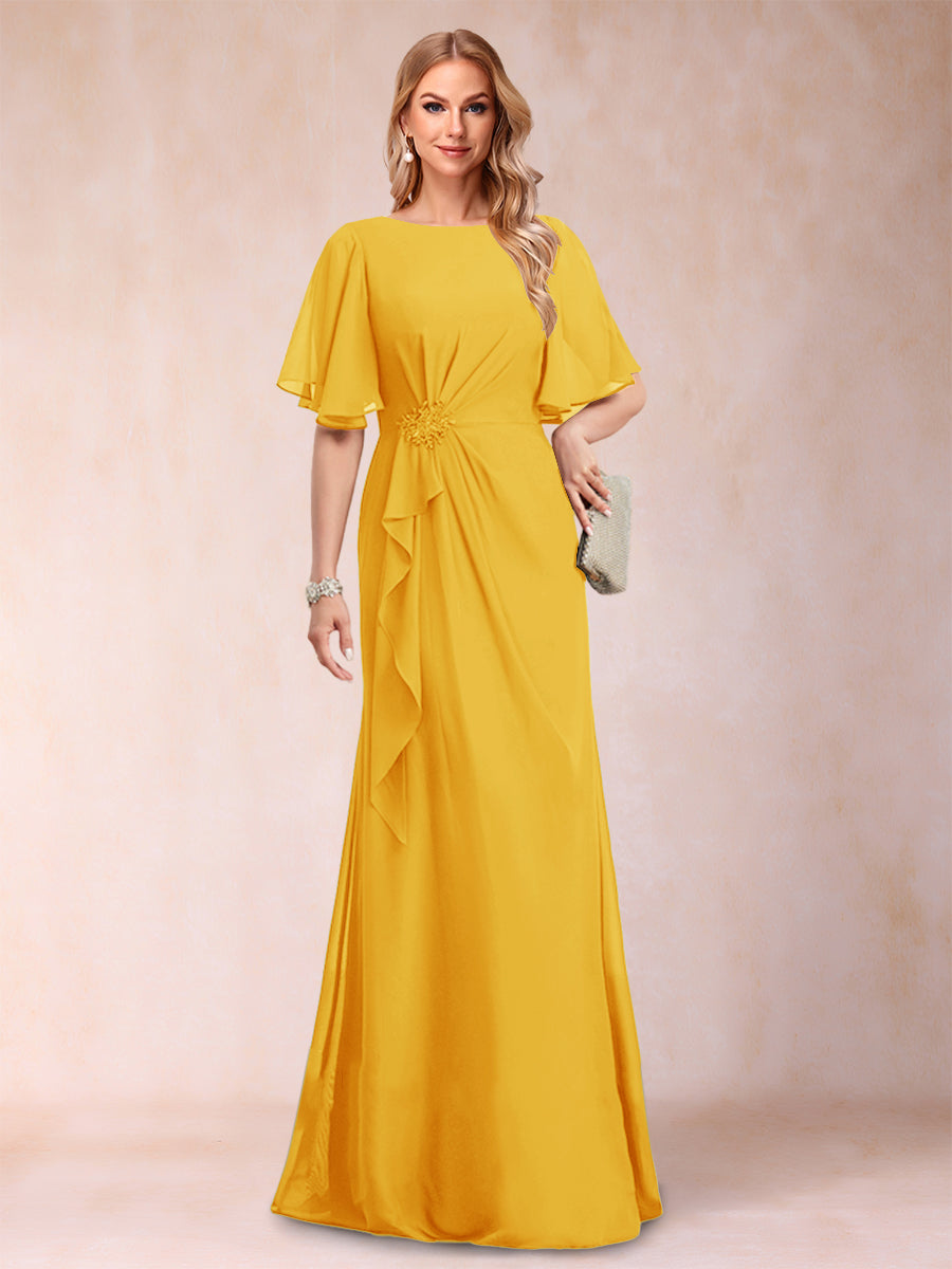 Gwendolyn Sage Gold front view mother of the bride dress