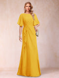 Gwendolyn Sage Gold front view mother of the bride dress